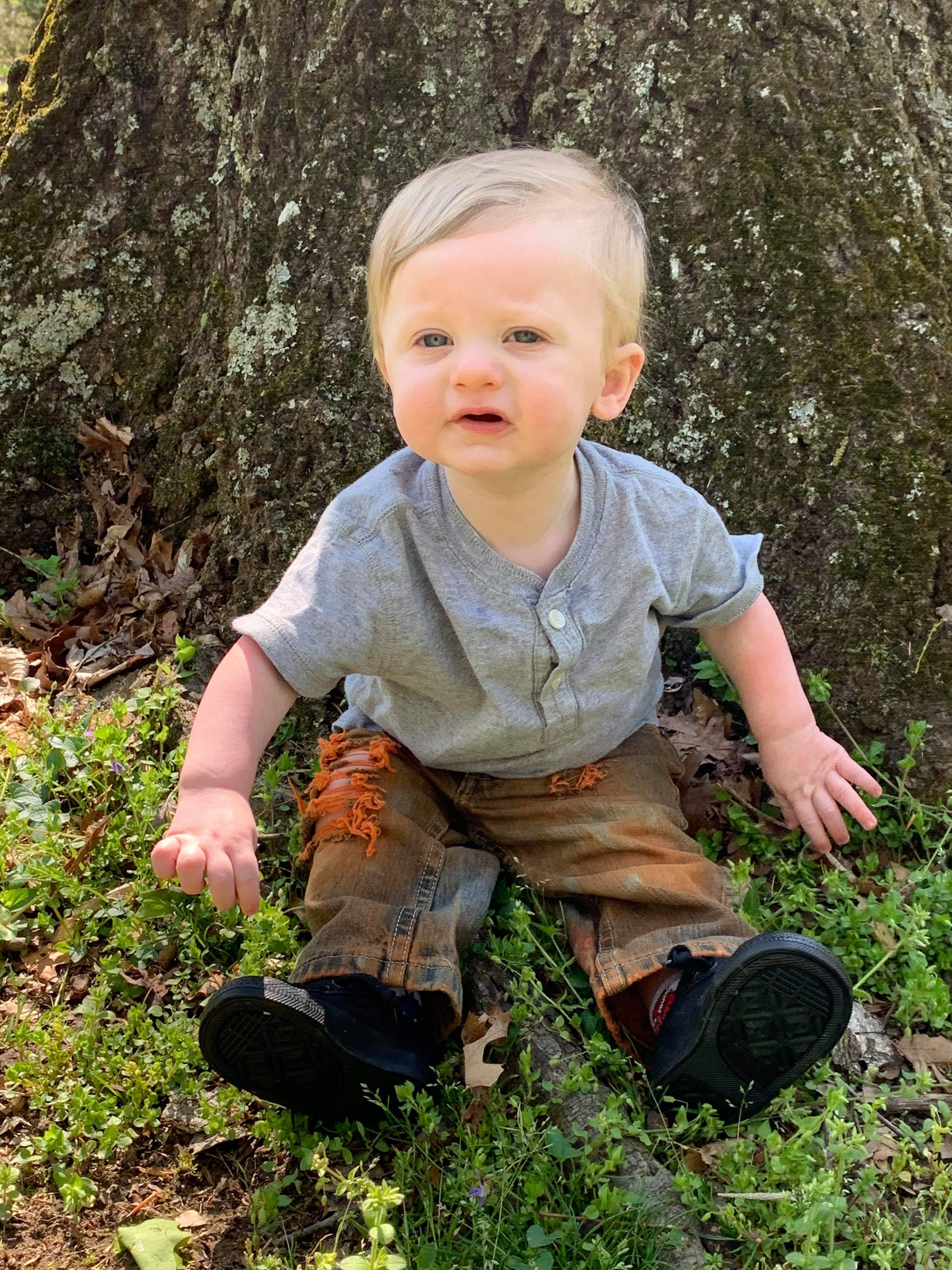 Orange Dyed  Boys Distressed Jeans