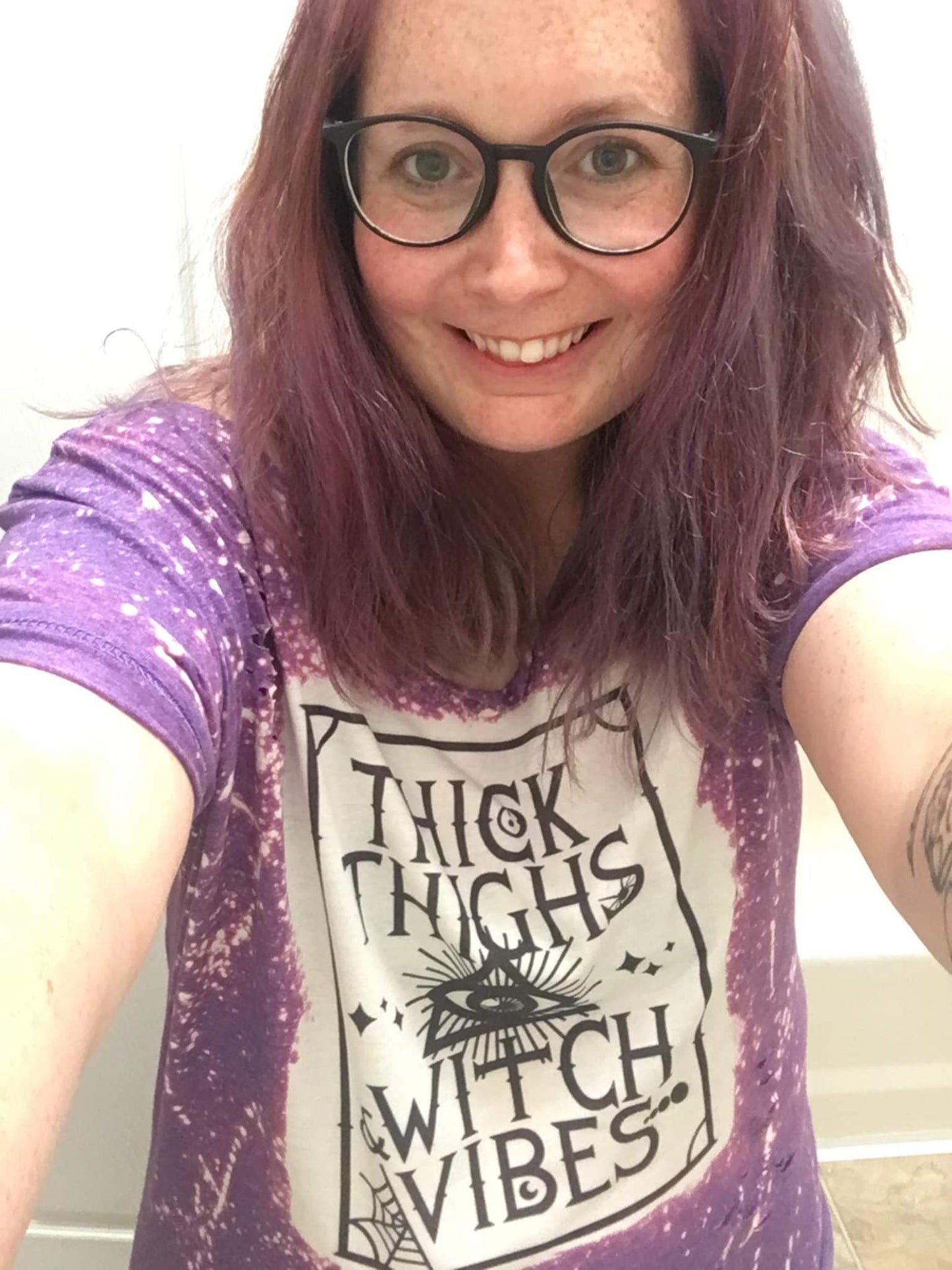 Thick Thighs Witch Vibes Ladies Shirt Girls Shirt Halloween