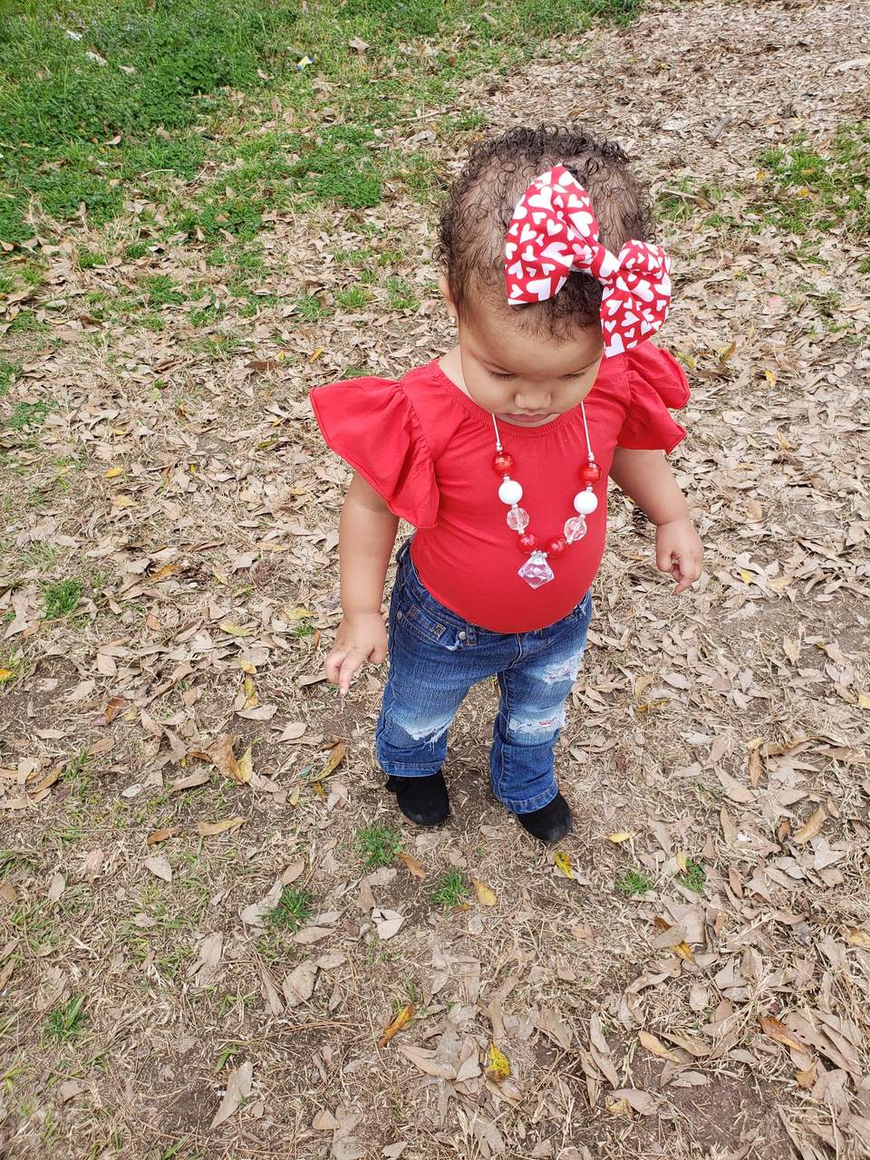 Red Heart Girls Distressed Jeans Valentines
