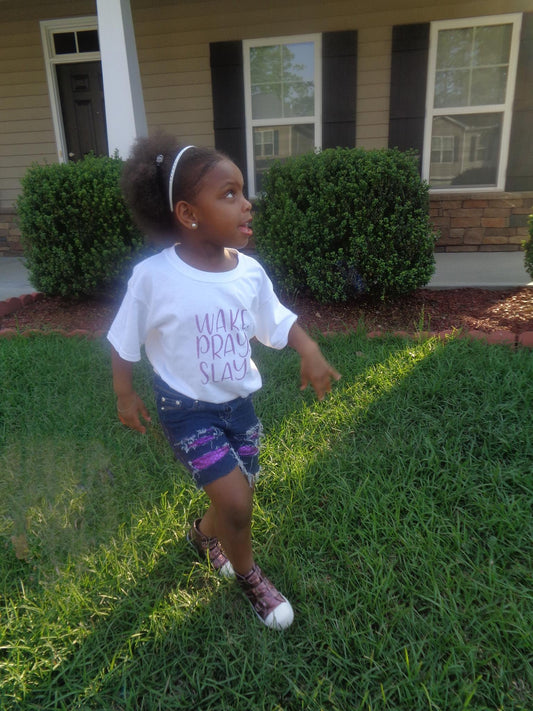 Purple Sequin Girl Distressed Jeans Shorts