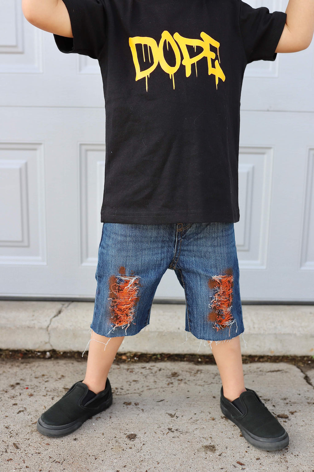 Orange Boys Distressed Jeans Shorts urban