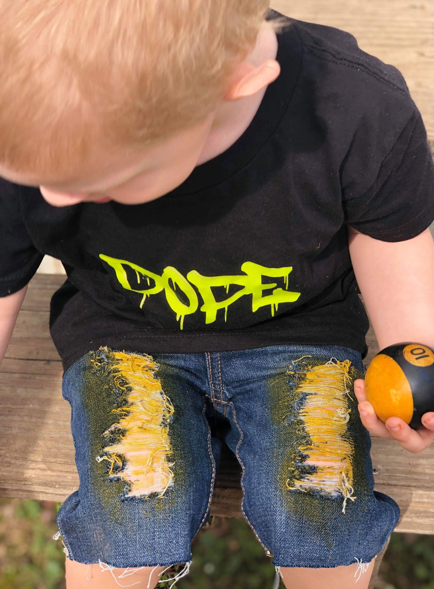 Yellow Boys Distressed Jeans Shorts