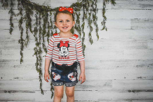 Minnie Mouse Girls Distressed Jeans Shorts