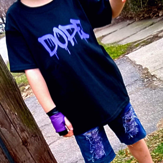 Purple Boys Distressed Jeans Shorts