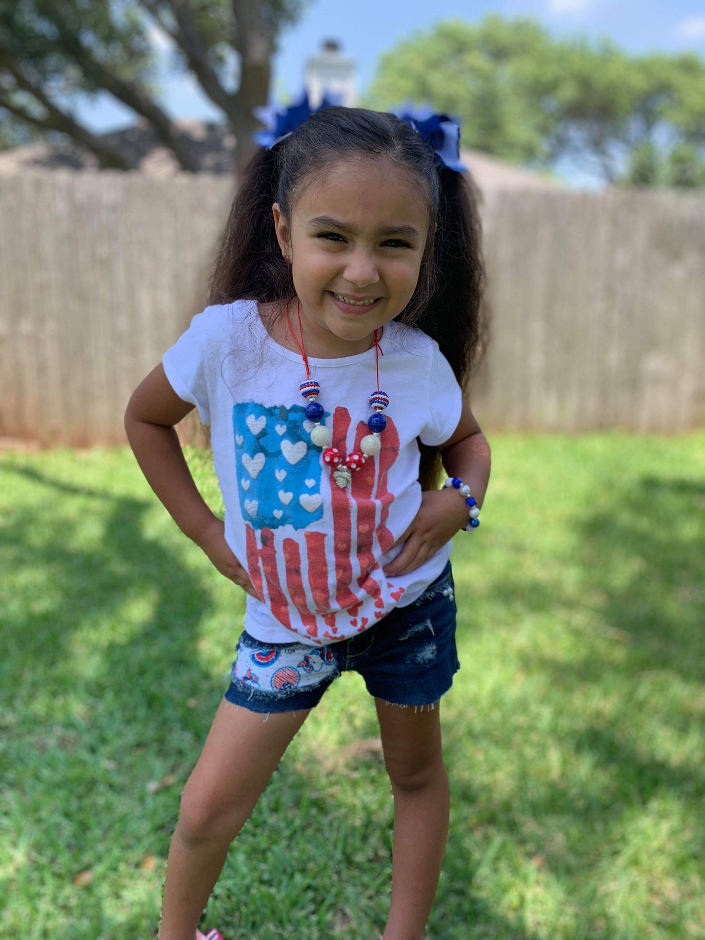 Unicorn 4th of July Girls Distressed Jeans Shorts