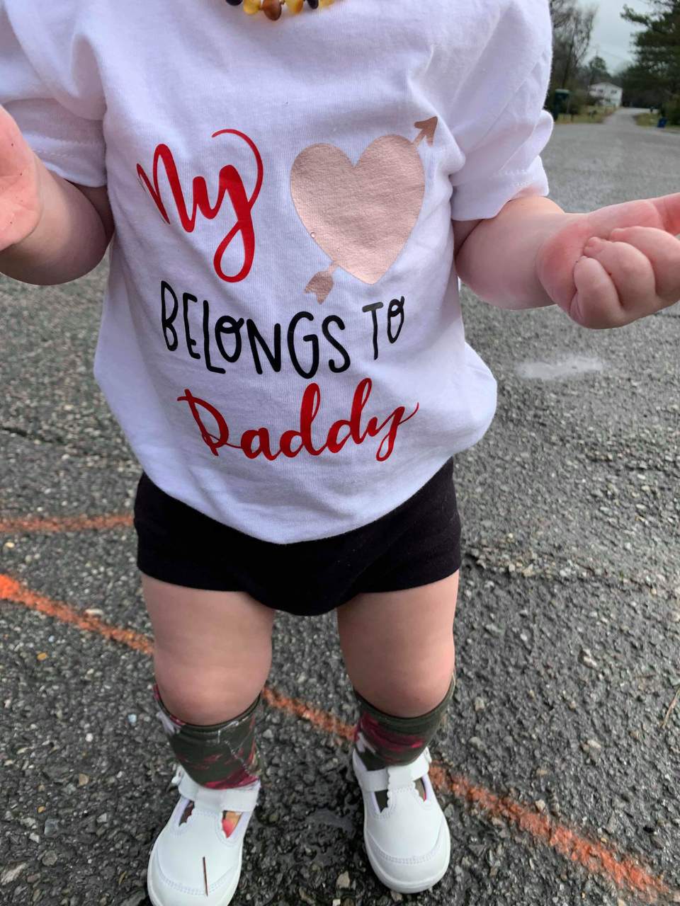 My Heart Belongs To Daddy Girls Shirt Valentines