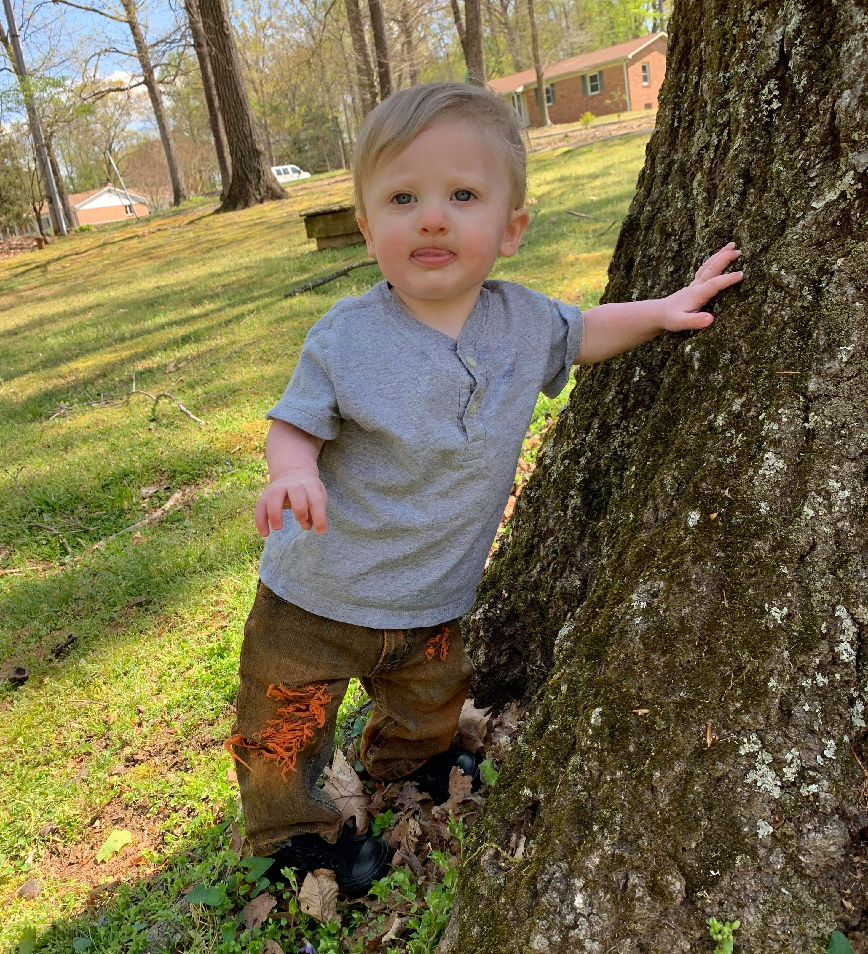 Orange Dyed  Boys Distressed Jeans