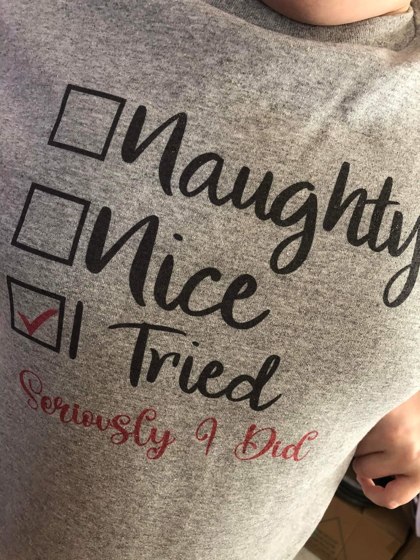 Naughty Nice I Tried Christmas Boys Shirt Girls Shirt