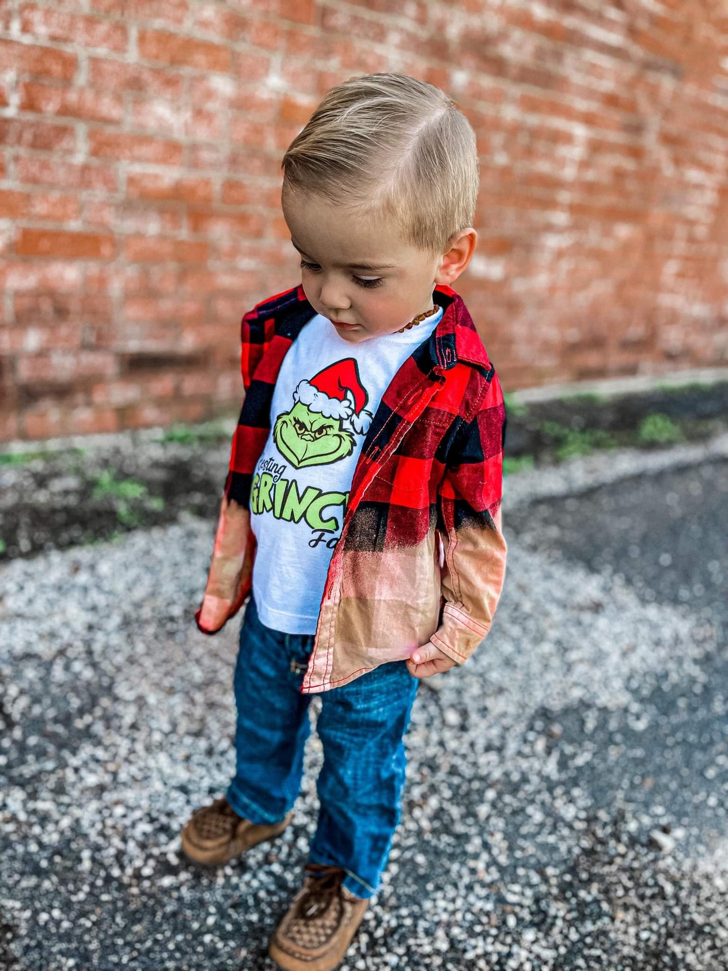 Grinch Flannel With Patch Christmas