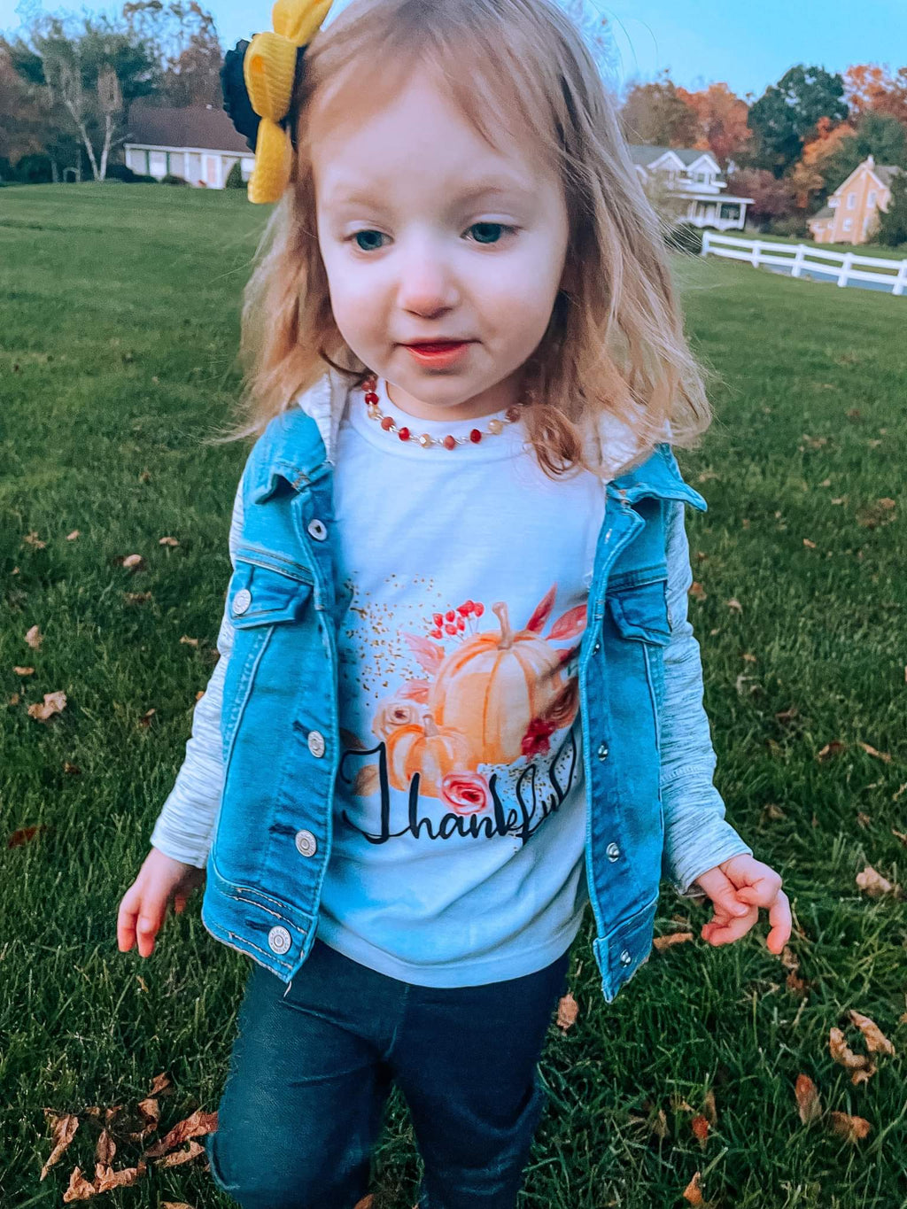 Thankful Thanksgiving Fall Girls Shirt