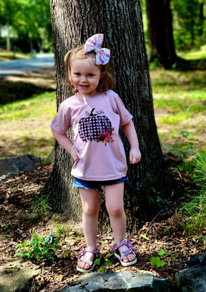 Plaid Pumpkin Fall Girls Shirt