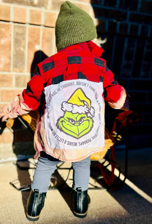 Grinch Flannel With Patch Christmas