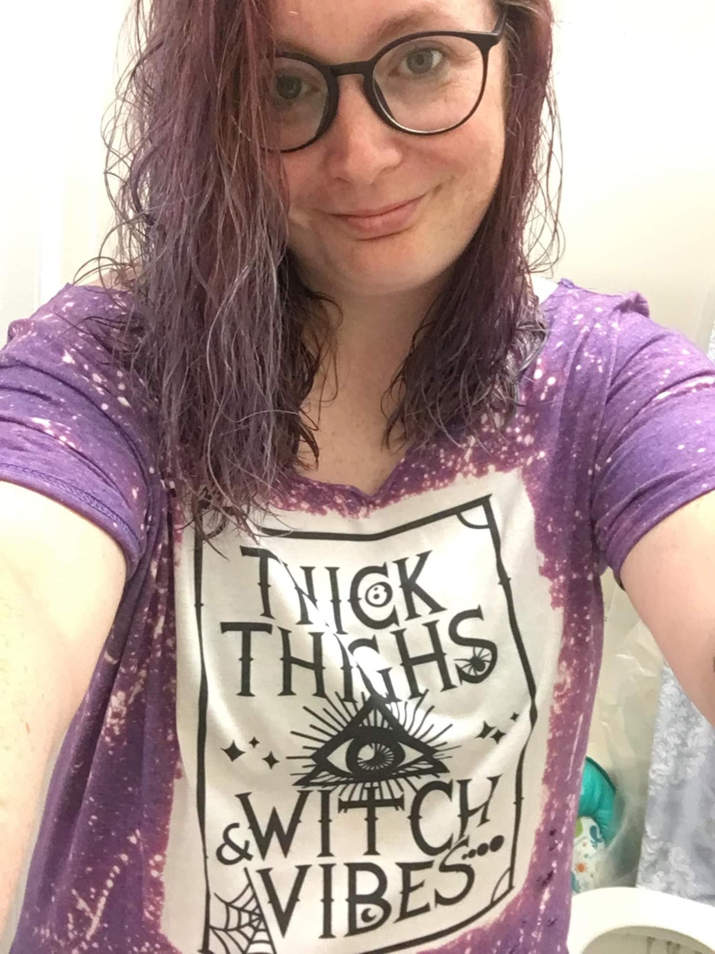 Thick Thighs Witch Vibes Ladies Shirt Girls Shirt Halloween