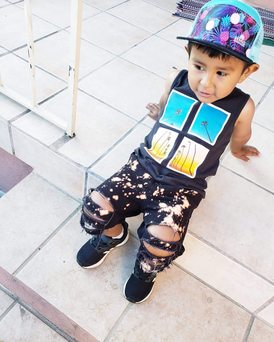 Black Boys Distressed Jeans Shorts