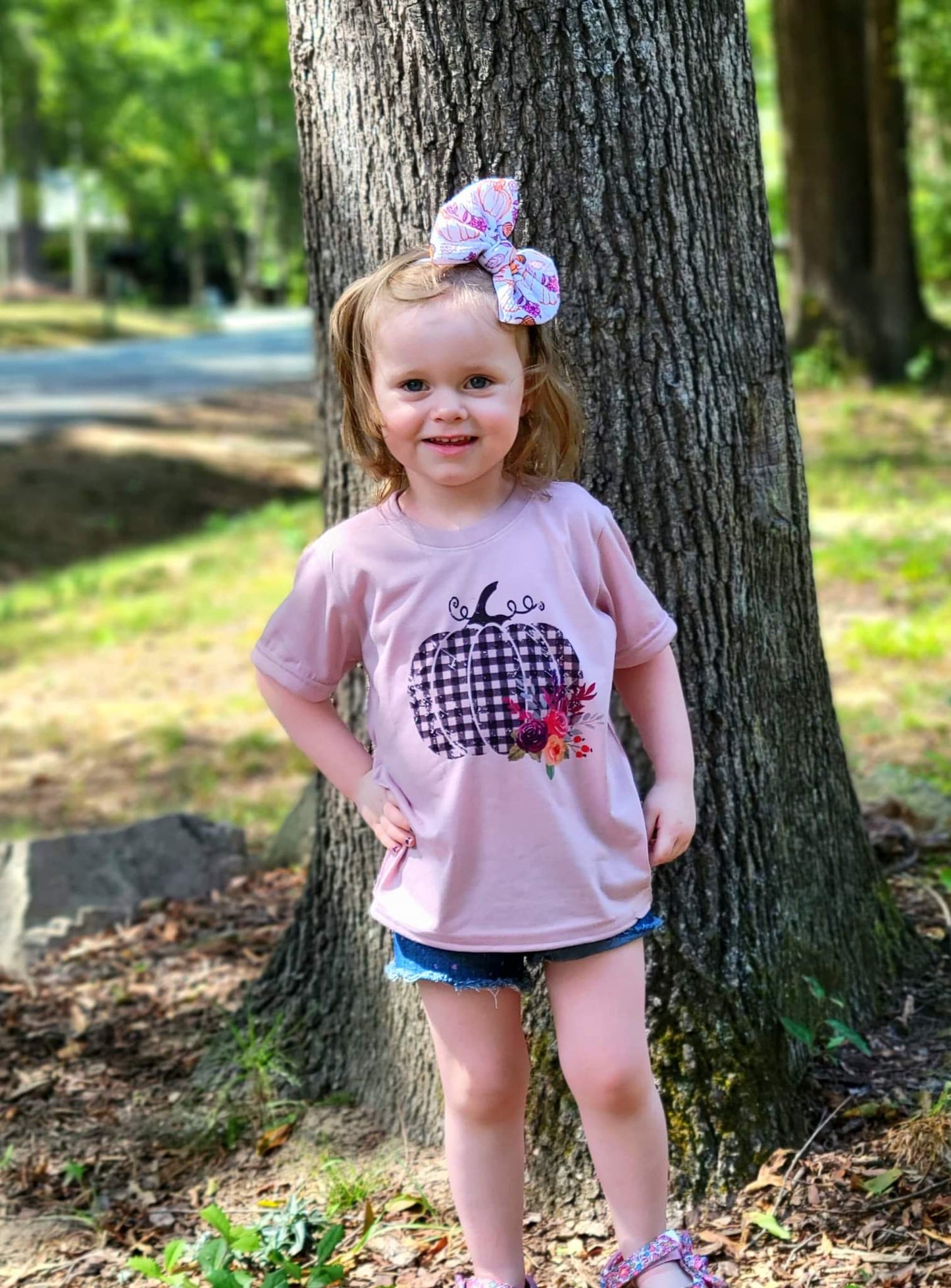 Plaid Pumpkin Fall Girls Shirt