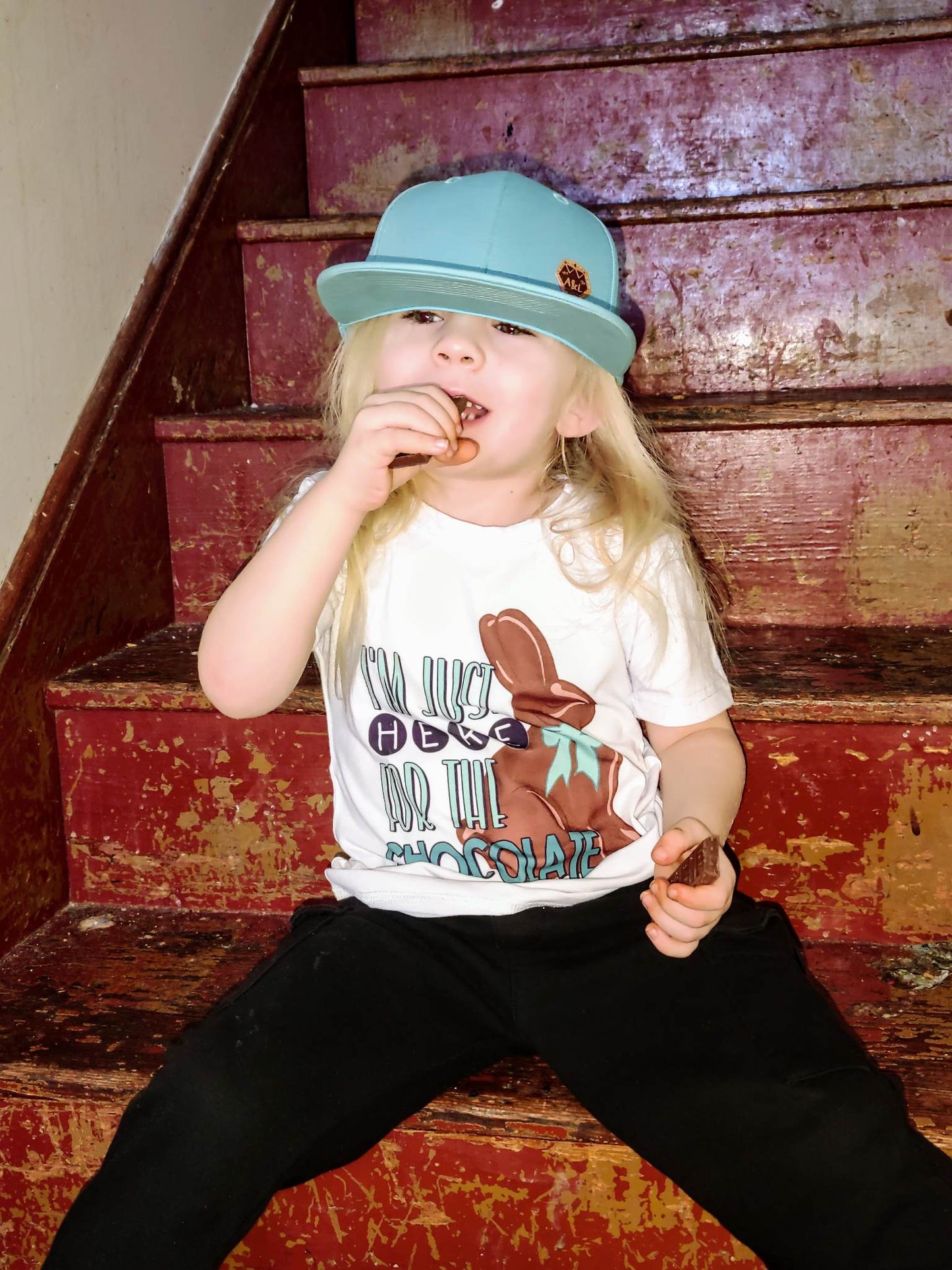 I'm Just Here For The Chocolate Easter Girls Shirt Ladies Shirt Boys Shirt