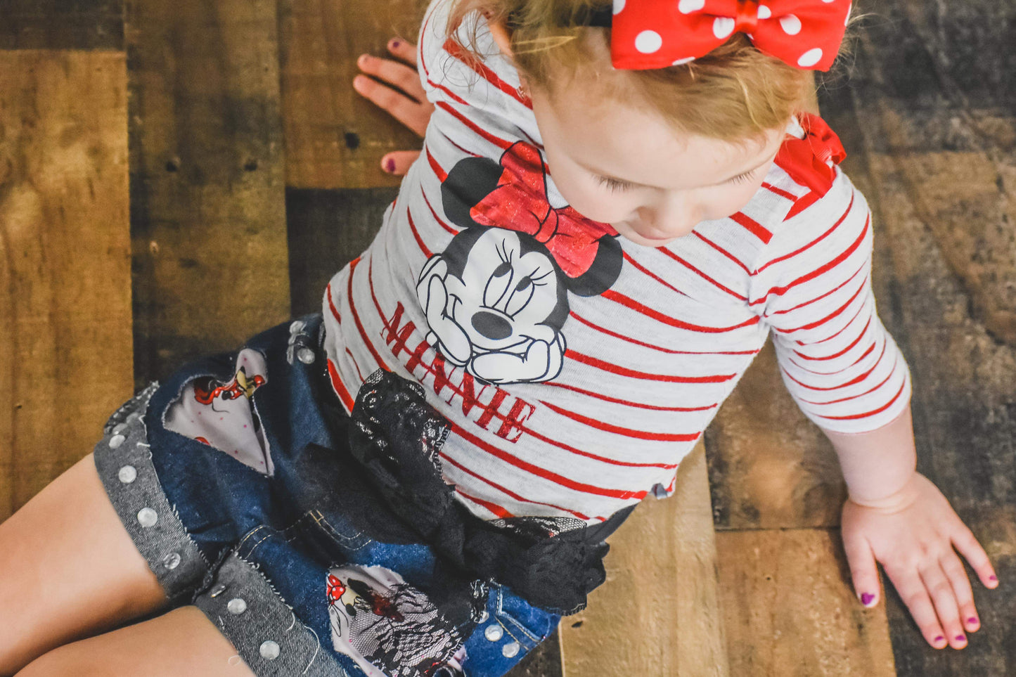 Minnie Mouse Girls Distressed Jeans Shorts